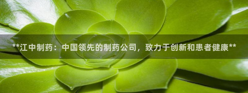 九游会老哥俱乐部官网首页：**江中制药：中国领先的制药公司，致力于创新和患者健康**