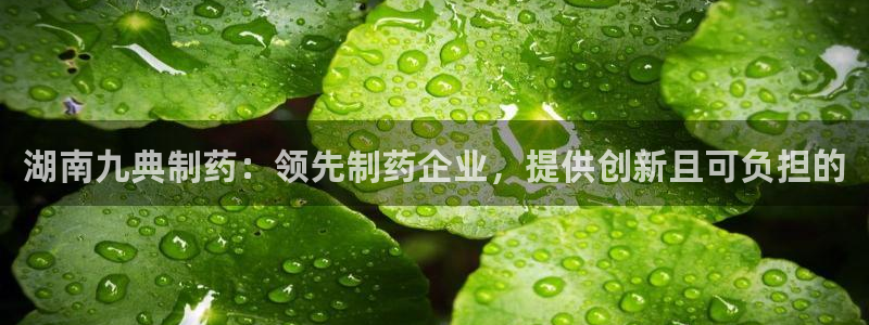 ag九游老哥俱乐部：湖南九典制药：领先制药企业，提供创新且可负担的