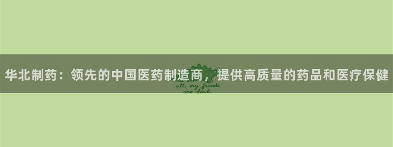 usdt九游会老哥俱乐部：华北制药：领先的中国医药制造商，提供高质量的药品和医疗保健